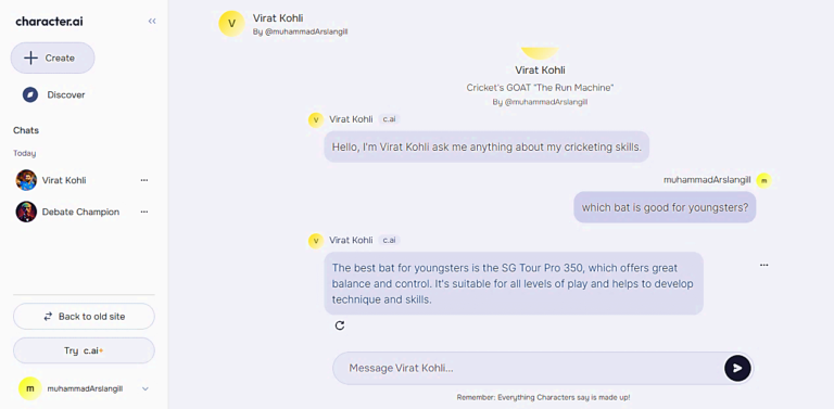 conversation with character