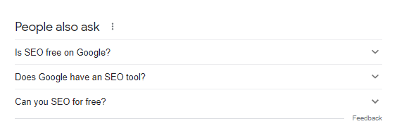 Provides “people also ask “section