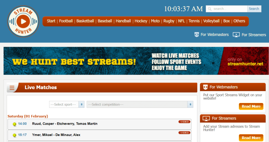 StreamHunter Sports Streaming