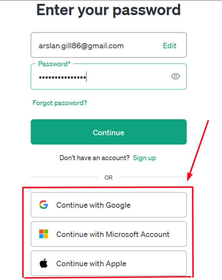 Chat GPT Sign-Up Method